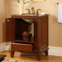 Load image into Gallery viewer, 28&quot; Special Walnut Baltic Brown Granite Vanity - Single Ivory Sink - HYP-0207-BB-UIC-28 open