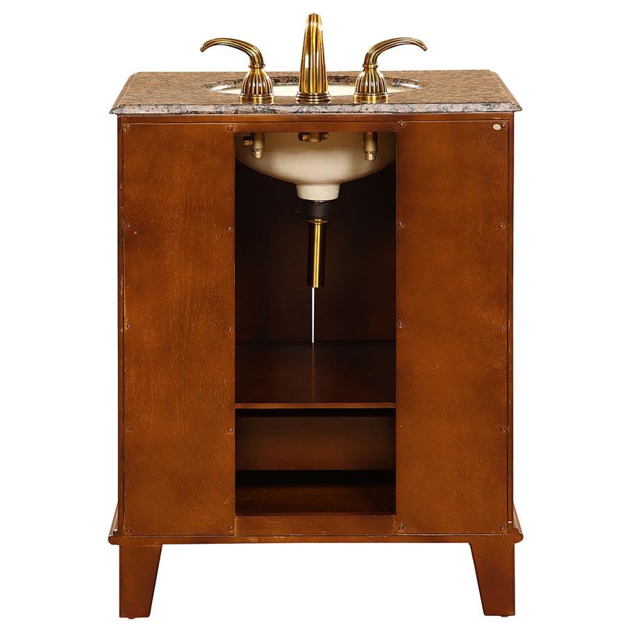 28" Special Walnut Baltic Brown Granite Vanity - Single Ivory Sink - HYP-0207-BB-UIC-28 back