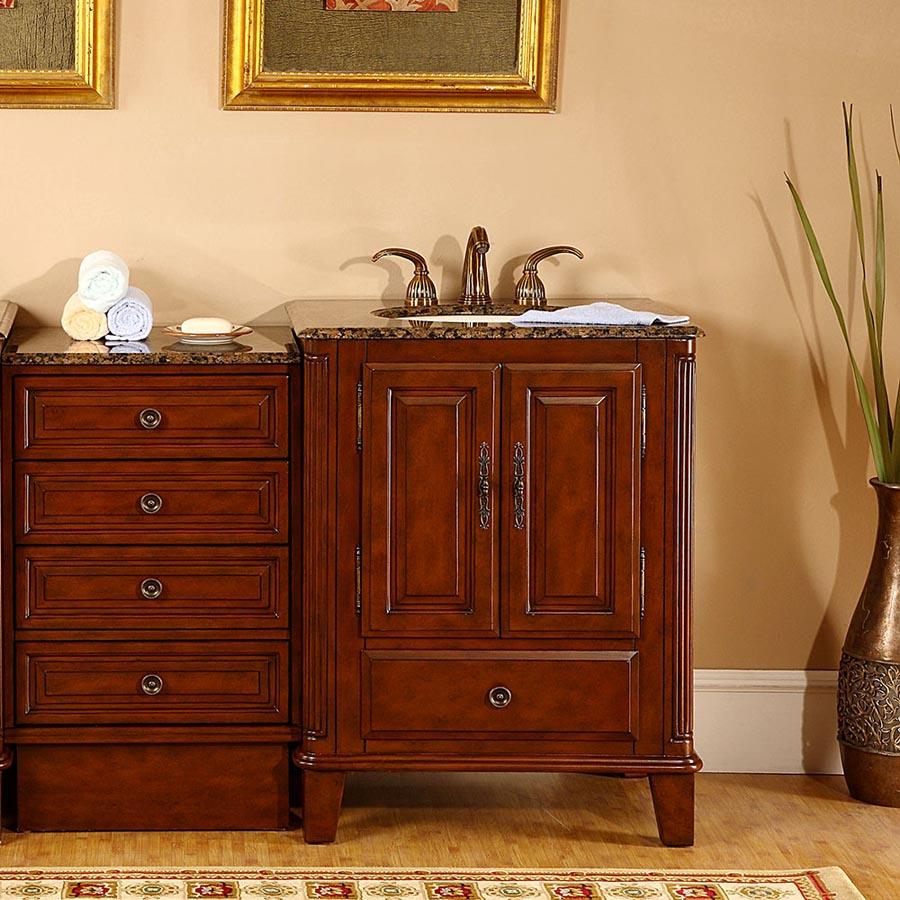 48.5-inch Baltic Brown Granite Top Single Sink Bathroom Vanity - HYP-0207-BB-UIC-49