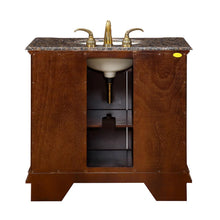 Load image into Gallery viewer, Silkroad Exclusive 38&quot; English Chestnut Single Sink Bathroom Vanity with Baltic Brown Granite Top - Traditional Elegance - HYP-0211-BB-UIC-38, back