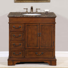 Load image into Gallery viewer, Silkroad Exclusive 36&quot; Transitional Single Sink Bathroom Vanity with Baltic Brown Granite Top - English Chestnut - HYP-0212-BB-UWC-36