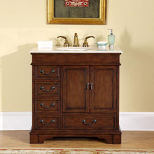 Load image into Gallery viewer, Silkroad Exclusive 36&quot; English Chestnut Transitional Single Sink Vanity with Crema Marfil Marble - HYP-0212-CM-UIC-36