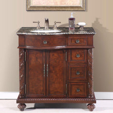 Load image into Gallery viewer, Silkroad Exclusive 36&quot; English Chestnut Traditional Vanity with Baltic Brown Granite Top - Left side Sink