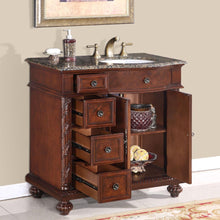 Load image into Gallery viewer, Silkroad Exclusive 36&quot; English Chestnut Traditional Vanity with Baltic Brown Granite Top - Right side Sink, open