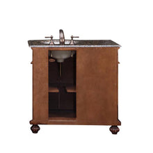 Load image into Gallery viewer, Silkroad Exclusive 36&quot; English Chestnut Traditional Vanity with Baltic Brown Granite Top - Right side Sink, back