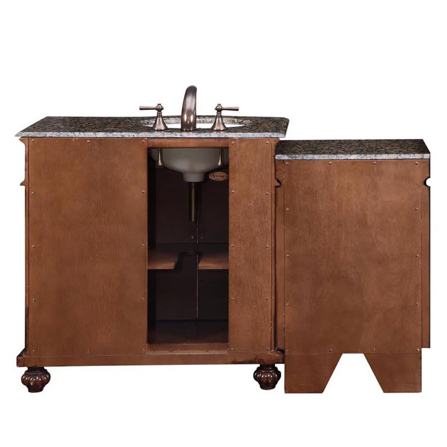 55.5-inch Baltic Brown Granite Top Single Sink Bathroom Vanity - HYP-0213-BB-UWC-56 back