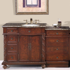 55.5-inch Baltic Brown Granite Top Single Sink Bathroom Vanity - HYP-0213-BB-UWC-56