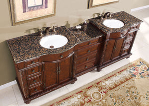 90.25-inch Baltic Brown Granite Top Double Sink Bathroom Vanity - HYP-0213-BB-UWC-90