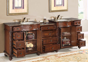 90.25-inch Baltic Brown Granite Top Double Sink Bathroom Vanity - HYP-0213-BB-UWC-90 open