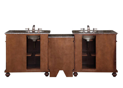 90.25-inch Baltic Brown Granite Top Double Sink Bathroom Vanity - HYP-0213-BB-UWC-90 back