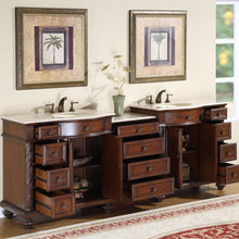 Load image into Gallery viewer, 90.25-inch Crema Marfil Marble Top Double Sink Bathroom Vanity - HYP-0213-CM-UIC-90 open
