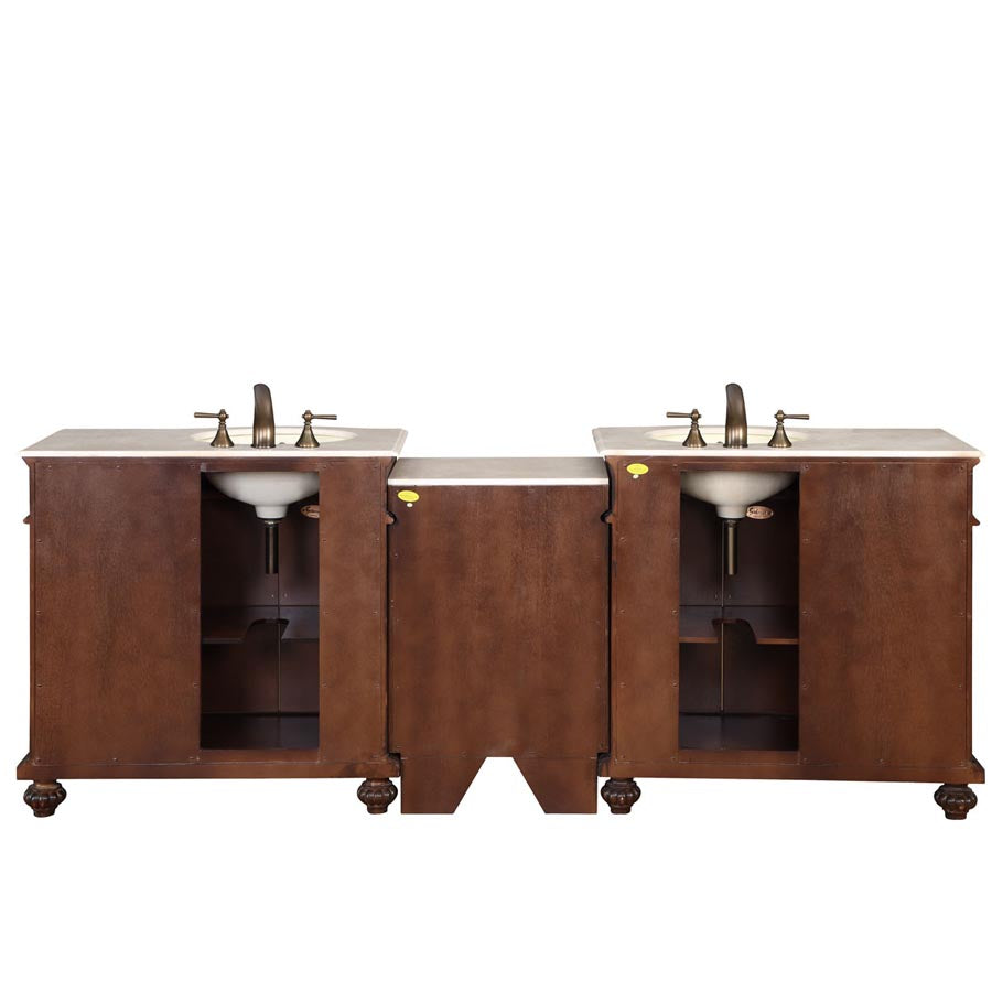 90.25-inch Crema Marfil Marble Top Double Sink Bathroom Vanity - HYP-0213-CM-UIC-90 back