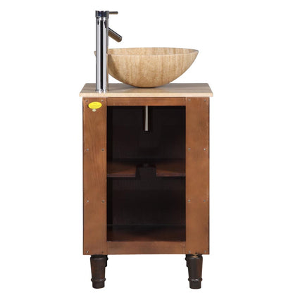 Silkroad Exclusive  20-inch Travertine Top Single Sink Bathroom Freestanding Vanity