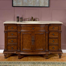 Load image into Gallery viewer, Silkroad Exclusive  60-inch Crema Marfil Marble Top Single Sink Bathroom Vanity - HYP-0277-CM-UWC-60