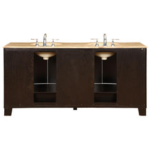 Load image into Gallery viewer, Silkroad Exclusive Transitional Style 72&quot; Dark Espresso Double Sink Bathroom Vanity with Travertine Top - HYP-0703-T-UIC-72, back