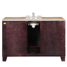 Load image into Gallery viewer, Silkroad Exclusive Transitional Dark Espresso 55&quot; Single Sink Vanity with Travertine Top - HYP-0703-T-UWC-55, back