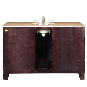 Silkroad Exclusive Transitional Dark Espresso 55" Single Sink Vanity with Travertine Top - HYP-0703-T-UWC-55, back