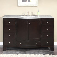 Load image into Gallery viewer, Silkroad Exclusive  Transitional 55&quot; Dark Espresso Single Sink Vanity with Carrara Marble Top - HYP-0703-WM-UWC-55
