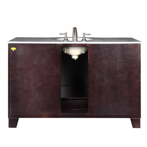 Silkroad Exclusive  Transitional 55" Dark Espresso Single Sink Vanity with Carrara Marble Top - HYP-0703-WM-UWC-55, back