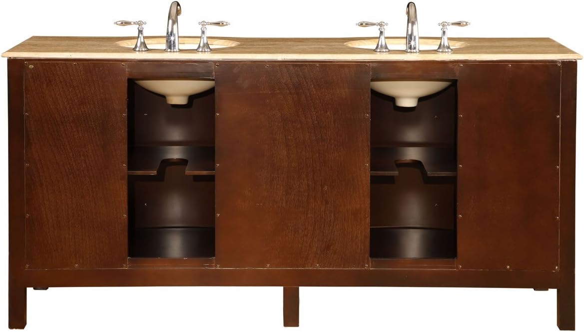 Silkroad Exclusive Transitional 72" Bathroom Vanity Double Sink Dark Walnut - HYP-0704-T-UIC-72 back