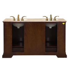 Load image into Gallery viewer, Silkroad Exclusive Traditional 60&quot; Double Sink Walnut Vanity with Travertine Top - HYP-0712-T-UIC-60