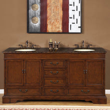 Load image into Gallery viewer, Silkroad Exclusive Traditional 72&quot; Double Sink Vanity in Red Chestnut with Baltic Granite - HYP-0715-BB-UIC-72