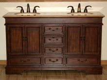 Load image into Gallery viewer, Silkroad Exclusive  Elegant 60&quot; Red Chestnut Travertine Double Sink Vanity - HYP-0715-T-UIC-60