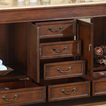 Silkroad Exclusive  Luxurious 72" Red Chestnut Double Vanity with Travertine Top - HYP-0715-T-UIC-72