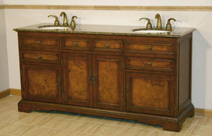 Silkroad Exclusive Grand 72" Double Sink Vanity in Red Chestnut with Baltic Granite - HYP-0716-BB-UIC-72