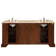 Load image into Gallery viewer, Silkroad Exclusive Opulent 72&quot; Red Chestnut Double Sink Vanity with Travertine Top - HYP-0716-T-UIC-72, back