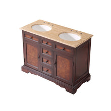 Load image into Gallery viewer, Silkroad Exclusive Elegant 48&quot; Double Sink Vanity with Travertine Top in Red Chestnut - HYP-0716-T-UWC-48