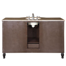 Load image into Gallery viewer, Silkroad Exclusive Sophisticated 58&quot; Single Sink Vanity with Dark Walnut Finish and Travertine Top- HYP-0717-T-UWC-58, back