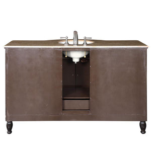 Silkroad Exclusive Sophisticated 58" Single Sink Vanity with Dark Walnut Finish and Travertine Top- HYP-0717-T-UWC-58, back