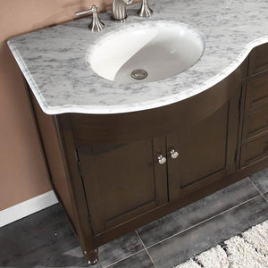Silkroad Exclusive 72" Double Sink Dark Walnut Vanity with White Carrara Marble Top - HYP-0717-WM-UWC-72