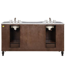 Load image into Gallery viewer, Silkroad Exclusive 72&quot; Double Sink Dark Walnut Vanity with White Carrara Marble Top - HYP-0717-WM-UWC-72, back