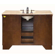 Load image into Gallery viewer, Silkroad Exclusive Transitional 48&quot; Walnut Single Sink Vanity with Travertine Top - HYP-0718-T-UIC-48, back
