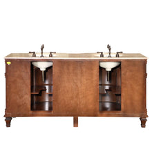 Load image into Gallery viewer, Silkroad Exclusive 72&quot; Luxurious Double Sink Brazilian Rosewood Vanity with Travertine Top- HYP-0722-T-UIC-72, back