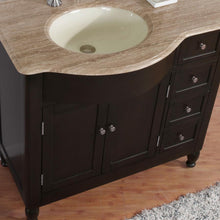 Load image into Gallery viewer, Silkroad Exclusive 38&quot; Dark Walnut Single Sink Vanity with Travertine - HYP-0902-T-UIC-38, Left Sink