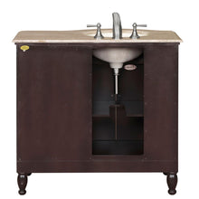 Load image into Gallery viewer, Silkroad Exclusive 38&quot; Dark Walnut Single Sink Vanity with Travertine - HYP-0902-T-UIC-38, Left Sink, back