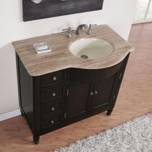 Load image into Gallery viewer, Silkroad Exclusive 38&quot; Dark Walnut Single Sink Vanity with Travertine - HYP-0902-T-UIC-38, Right Sink