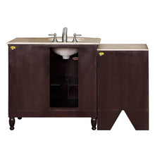 Load image into Gallery viewer, Silkroad Exclusive 58&quot; Single Sink Vanity in Dark Walnut with Travertine Top - HYP-0902-T-UIC-58, Left Sink, back