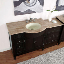 Load image into Gallery viewer, Silkroad Exclusive 58&quot; Single Sink Vanity in Dark Walnut with Travertine Top - HYP-0902-T-UIC-58, Right Sink