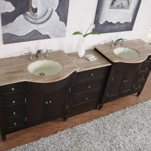 Load image into Gallery viewer, Silkroad Exclusive 95&quot; Double Sink Dark Walnut Vanity with Travertine Top - HYP-0902-T-UIC-95
