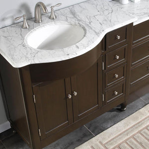 Silkroad Exclusive 95" Modern Double Sink Dark Walnut Vanity with Carrara Marble - HYP-0902-WM-UWC-95