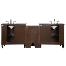 Load image into Gallery viewer, Silkroad Exclusive 95&quot; Modern Double Sink Dark Walnut Vanity with Carrara Marble - HYP-0902-WM-UWC-95, back