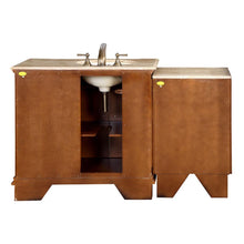 Load image into Gallery viewer, Silkroad Exclusive 58&quot; Walnut Single Sink Vanity with Travertine Top - HYP-0904-T-UIC-58, Left Sink, back