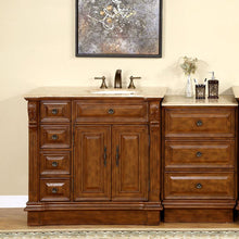 Load image into Gallery viewer, Silkroad Exclusive 58&quot; Walnut Single Sink Vanity with Travertine Top - HYP-0904-T-UIC-58, Right Sink