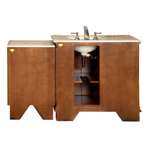 Silkroad Exclusive 58" Walnut Single Sink Vanity with Travertine Top - HYP-0904-T-UIC-58, Right Sink, back