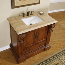 Load image into Gallery viewer, 38.75&quot; Cherry Transitional Vanity with Travertine Top - HYP-0907-T-UWC-38