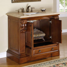 Load image into Gallery viewer, 38.75&quot; Cherry Transitional Vanity with Travertine Top - HYP-0907-T-UWC-38, open